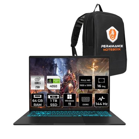 ASUS Vivobook 16 Core 5 210H 64GB 1TB SSD RTX4050/6GB 144Hz 16" WUXGA W11H V3607VU & PER4 ÇANTA