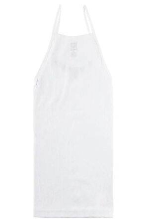 Kız Çocuk Beyaz İp Askılı işlemeli Ribana Atlet %100 Pamuk 12'Li Paket