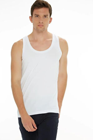 Erkek Beyaz 5'Li Paket %100 Pamuk Klasik Penye Atlet AdaEfsun