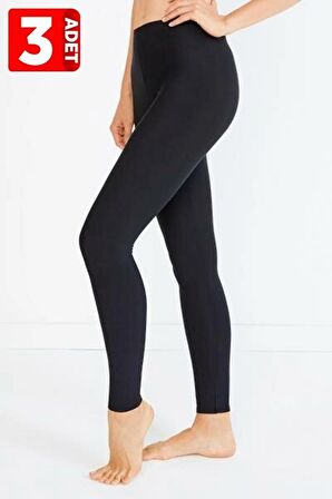 3'Lü Paket Termal Kışlık Kalın Uzun Alt İçlik Tayt Siyah Renk
