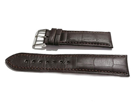 Fado&Her Saate Uygun Yarım Kroko Hakiki Deri Saat Kordonu 24 mm (153)   kahve