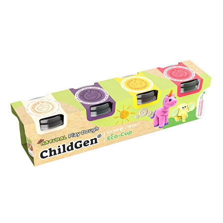 ChildGen Play Dough 4lü Oyun Hanumur 125 gr Beyaz-Pembe-Sarı-Mor