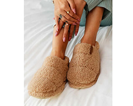 Peluche Camel Teddy Women Slipper Kadın Günlük Ev Pandufu TED-KCL Krem