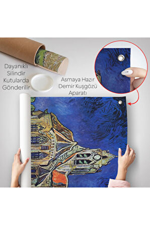Vincent van Gogh Auvers'deki Kilise Duvar Örtüsü-7445