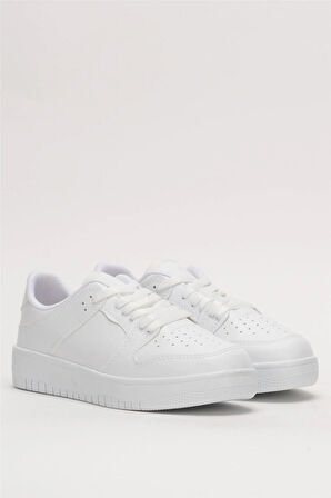 Unisex Bağcıklı Spor Sneaker Ayakkabı BEYAZ - BEYAZ