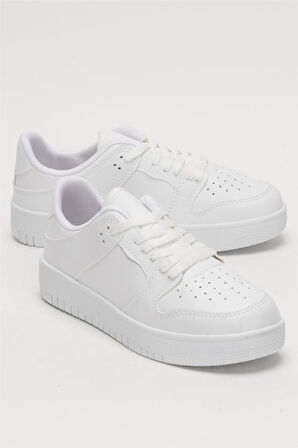 Unisex Bağcıklı Spor Sneaker Ayakkabı BEYAZ - BEYAZ
