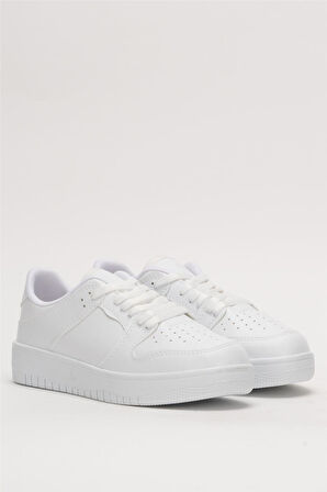 Unisex Bağcıklı Spor Sneaker Ayakkabı BEYAZ - BEYAZ