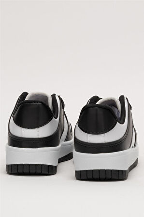 Unisex Bağcıklı Spor Sneaker Ayakkabı BEYAZ - SİYAH