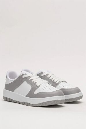 Unisex Bağcıklı Spor Sneaker Ayakkabı BEYAZ - GRİ
