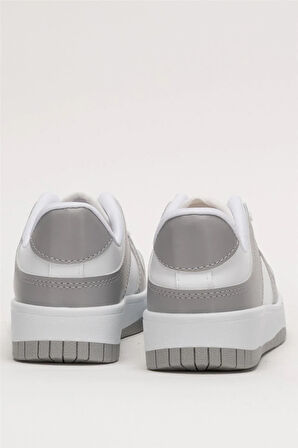 Unisex Bağcıklı Spor Sneaker Ayakkabı BEYAZ - GRİ
