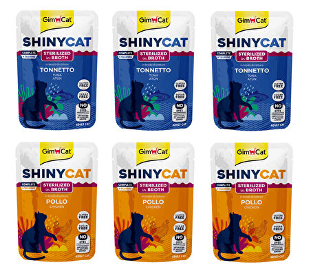 Gimcat Shinycat Pouch 2 Çeşit Karma Kısırlaştırılmış Kedi Yaş Mama 70 Gr. X 6 Adet