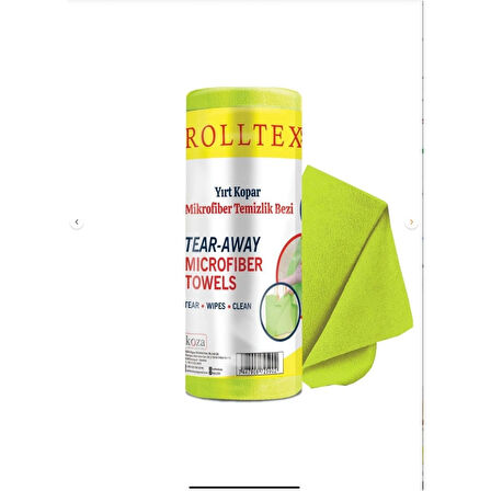 Rolltex Yırt Kopar %100 Mikrofiber Temizlik Bezi 30X30CM 20'li Yeşil Renk