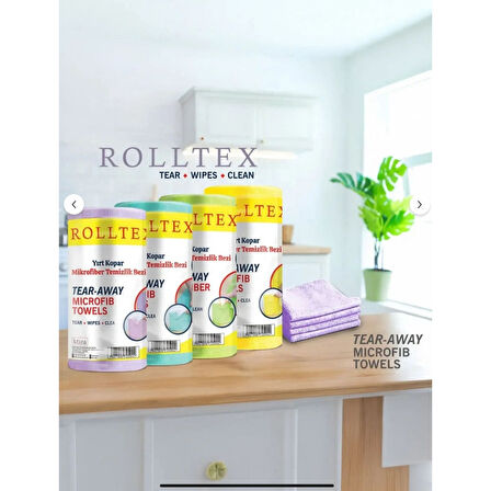 Rolltex 4'lü Paket 80'li 30X30CM Yırt Kopar %100 Mikrofiber Temizlik Bezi 4 Renk