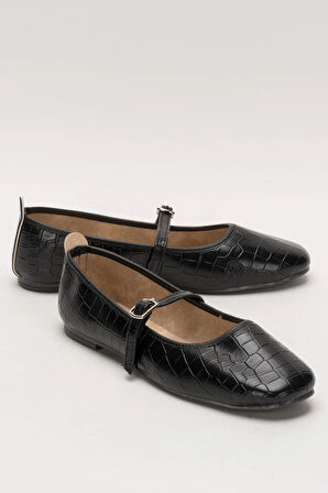 Günlük Tek Kemer Kadın Babet Ayakkabı SİYAH