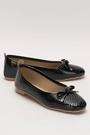 Fiyonklu Günlük Kadın Babet Ayakkabı SİYAH