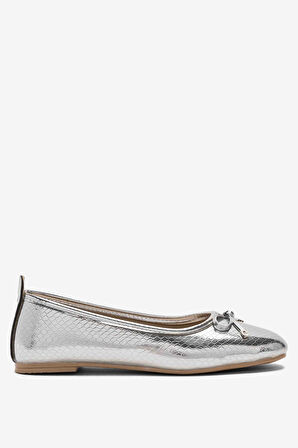 Fiyonklu Günlük Kadın Babet Ayakkabı GÜMÜŞ