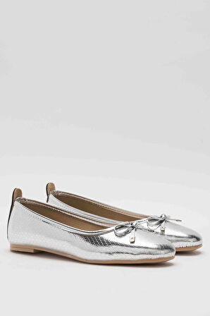 Fiyonklu Günlük Kadın Babet Ayakkabı GÜMÜŞ