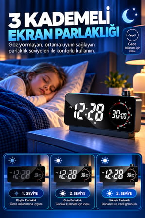 HyMark Görsel Zamanlayıcı LED Şarj Edilebilir Dijital Çalar Saat