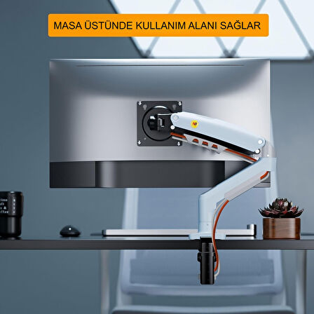 TriLine NB F80-XE Beyaz 17-30" Amortisörlü 2-9Kg Ergonomik Monitör Tutucu Vesa Monitör Standı