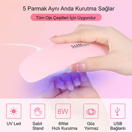 HyMark Mini Jel Tırnak Oje Kurutma Makinesi SUN Mini USB 6W UV LED Tırnak Kurutucu