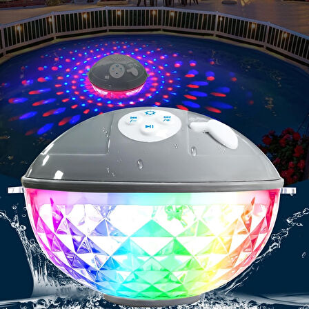 HyMark Bluetooth BT601 Havuz Hoparlörü Renkli RGB Led Işık IP68 Su Geçirmez Dahili Şarjlı Pilli Ses Bombası