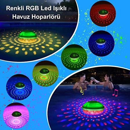 HyMark Bluetooth BT601 Havuz Hoparlörü Renkli RGB Led Işık IP68 Su Geçirmez Dahili Şarjlı Pilli Ses Bombası