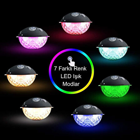 HyMark Bluetooth BT601 Havuz Hoparlörü Renkli RGB Led Işık IP68 Su Geçirmez Dahili Şarjlı Pilli Ses Bombası