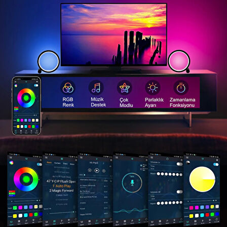 HyMark 10 İnç Akıllı RGB Masaüstü Müzik Ritim Gece Lambası 25cm Alüminyum Halka Led Işığı Masa Lambası