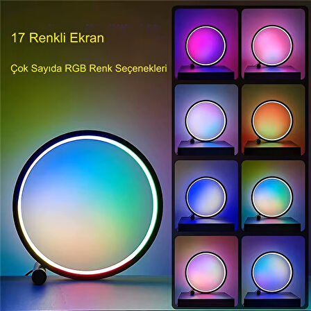 HyMark 10 İnç Akıllı RGB Masaüstü Müzik Ritim Gece Lambası 25cm Alüminyum Halka Led Işığı Masa Lambası