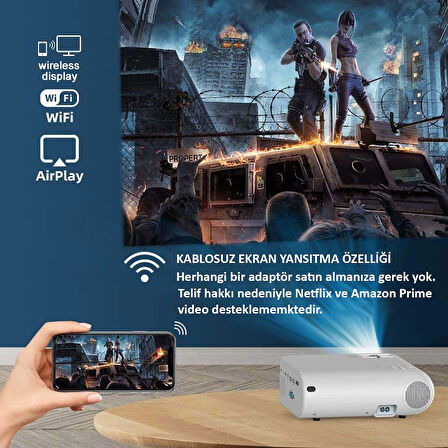 HyMark 1080P Mini Taşınabilir Wifi iOS & Android Telefon Yansıtma P62 Model Projeksiyon Cihazı