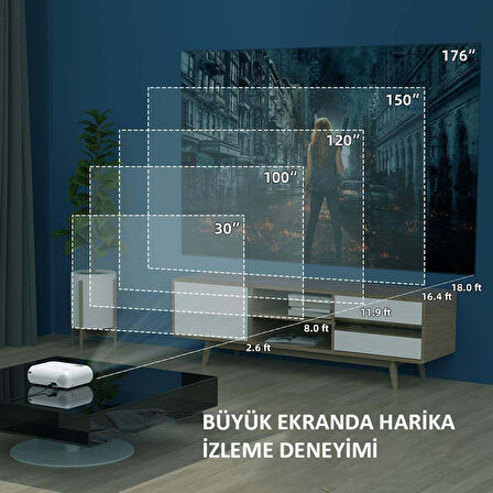 HyMark 1080P Mini Taşınabilir Wifi iOS & Android Telefon Yansıtma P62 Model Projeksiyon Cihazı