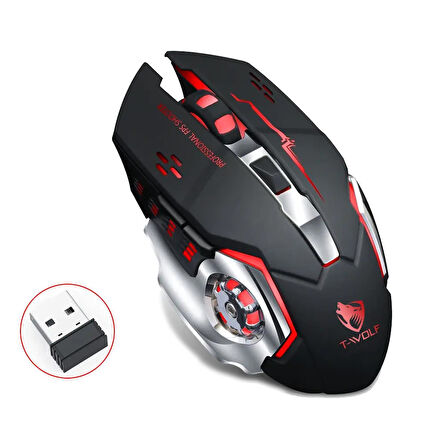 UpWay TW-Q13 Kablosuz Sessiz RGB LED Işıklı Şarjlı Ergonomik 2400DPI Gaming Mouse Siyah