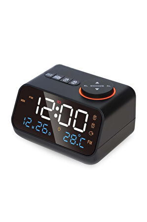 Plentiful Dekoratif LED Dijital Saat FM Radyo 2 Alarm Sıcaklık ve Nem Göstergeli Şarjlı Pilli Saat