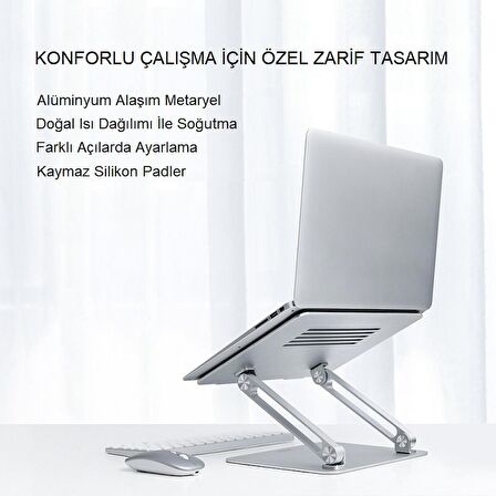 TriLine Full Alüminyum Ayarlanabilir MacBook Laptop Standı 10-17 inç