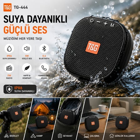 TriLine TG-444 Kablosuz Bluetooth Hoparlör Bisiklet Uyumlu Taşınabilir Outdoor Speaker FM Radyo USB/TF Kart Destekli