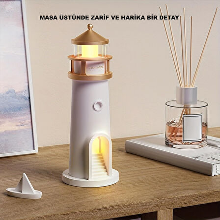 HyMark Deniz Feneri Projektör Ay LED Gece Lambası Kumandalı Kısılabilir Zamanlama