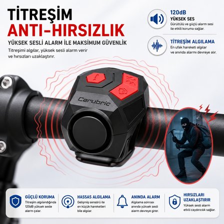TriLine 120 dB USB Şarjlı Bisiklet Kornası Alarm Zili Anti Hırsızlık Elektrikli Korna Scooter