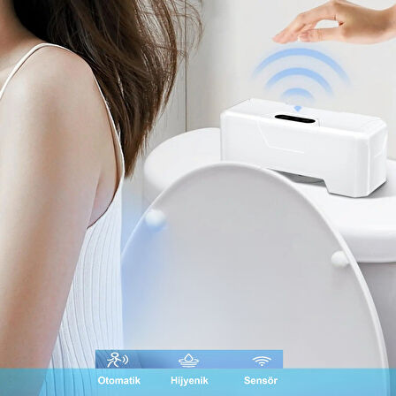 HyMark Otomatik WC Tuvalet Sifonu Kızılötesi Sensörlü Temassız Akıllı Sensör Şarjlı Dahili Pil