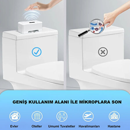 HyMark Otomatik WC Tuvalet Sifonu Kızılötesi Sensörlü Temassız Akıllı Sensör Şarjlı Dahili Pil