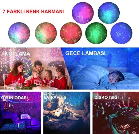 TriLine Lazer Galaxy Yıldızlı Gökyüzü Projektör Gece Lambası