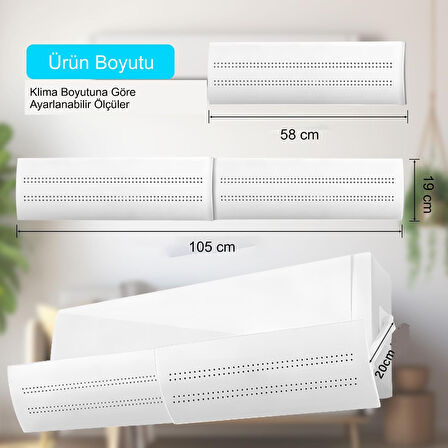 HyMark Ayarlanabilir Delikli Klima Hava Yönlendirici 58-105 CM Klima Çarpması Siperliği Aparatı
