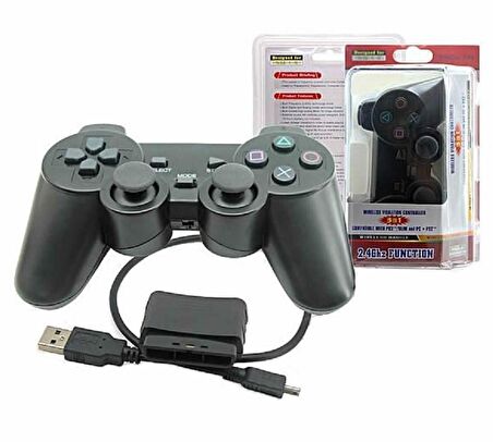 TriLine Kablosuz Oyun Kolu PC-PS2-PS3 Game Pad Titreşimli