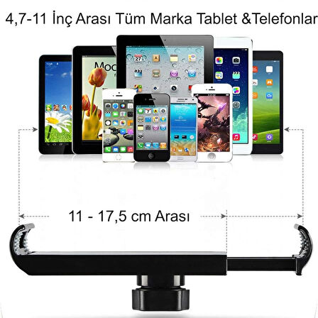 HyMark Esnek Metal Uzun Kollu Telefon Tablet Tutucu Teleskopik 360 Derece Hareketli