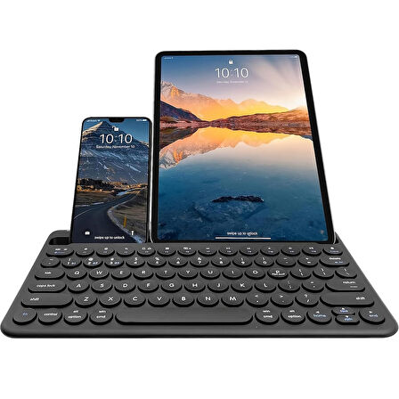 TriLine 78 Yuvarlak Tuşlu İngilizce Bluetooth Tablet Telefon Klavyesi Şarjlı Mini Boy 29x16cm