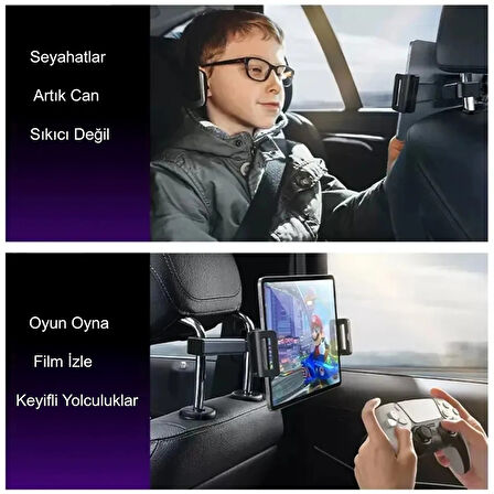 HyMark Araba Kafalık 12.9 İnç Araç Arka Koltuk Evrensel Tablet ve Telefon Tutucu 360° Dönebilir