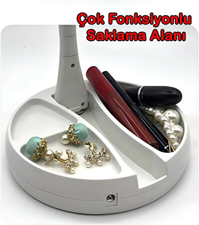 Işıklı Büyüteçli Makyaj Aynası, 10x Büyüteçli 21 Led Işıklı Seyahat Makyaj Aynası, Çift Taraflı Kompakt Ayna, Makyaj Masası ve Seyahat için Işıklı Makyaj Aynası.