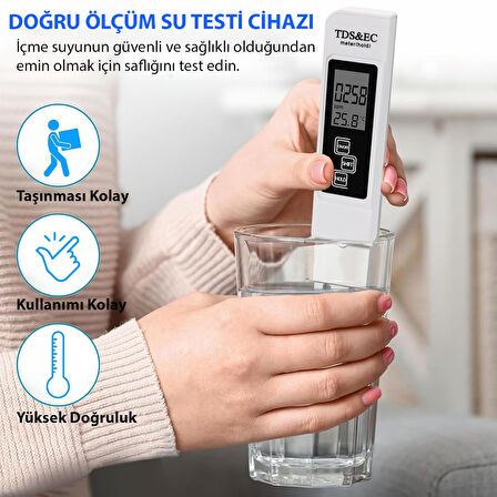 HyMark 3in1 Dijital TDS Su Kalitesi pH Değeri Sıcaklık Ölçüm Cihazı