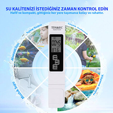 HyMark 3in1 Dijital TDS Su Kalitesi pH Değeri Sıcaklık Ölçüm Cihazı