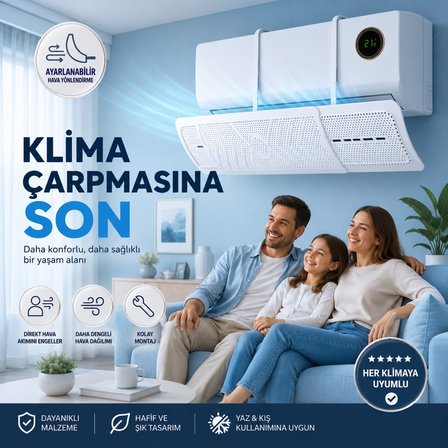 HyMark Askılı Ayarlanabilir 56-95cm Klima Yönlendirici Aparat Klima Rüzgar Önleyici Deflektör
