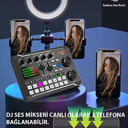 HyMark Stüdyo Ses Mikseri Şarjlı F998 Bluetooth DJ Canlı Yayın Kondenser Mikrofon Bağlantısı